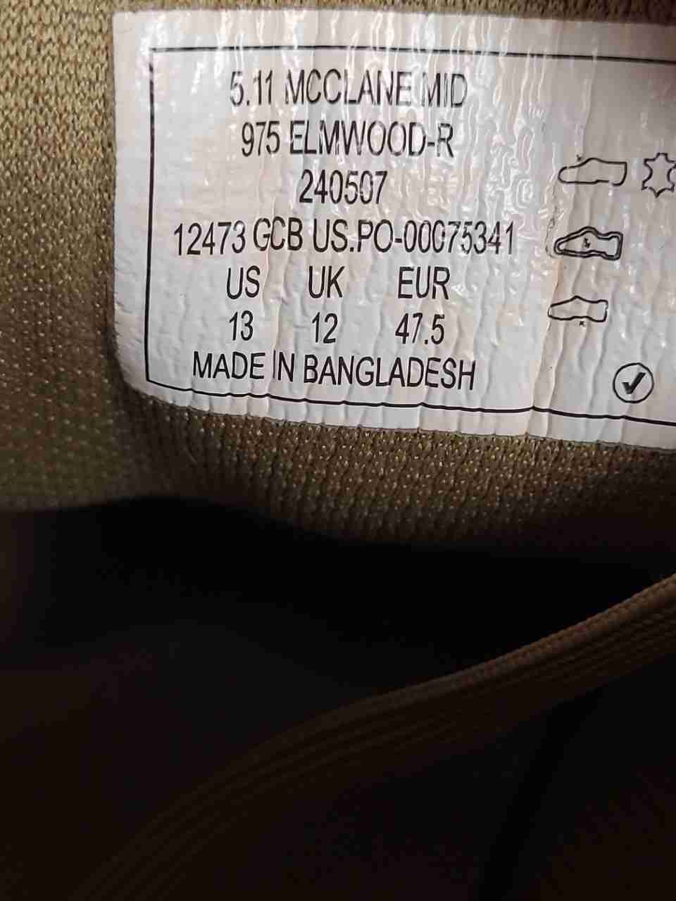 5.11 Tactical McClane Mid Elmwood Tan Suede Lifestyle Sneakers Size 13