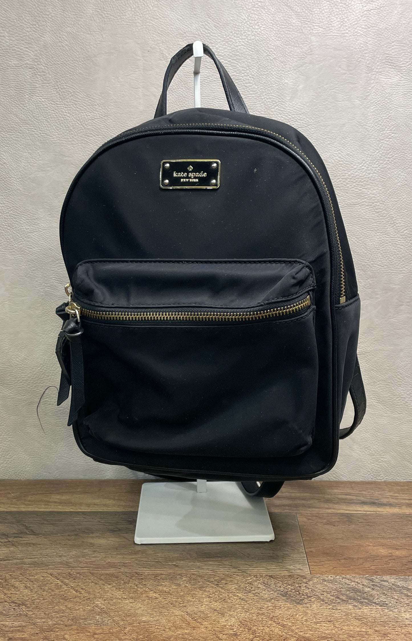Kate Spade New York Black Nylon Small Backpack Bag Gold Hardware