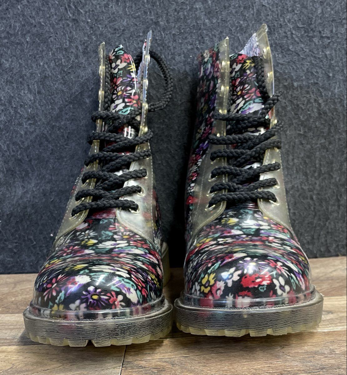 Dirty Laundry Roadie Floral Combat Rain Boots Women's Size 8