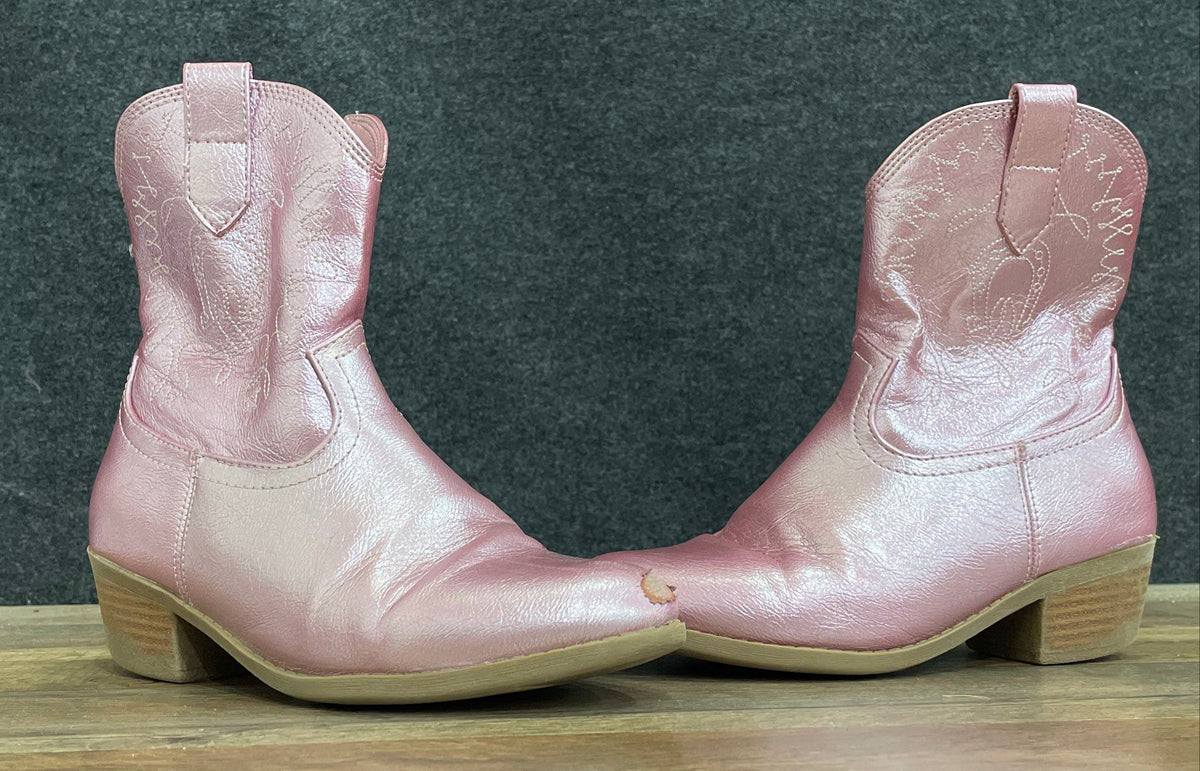 Madden NYC Metallic Pink Western Cowgirl Boots Girls Size 2
