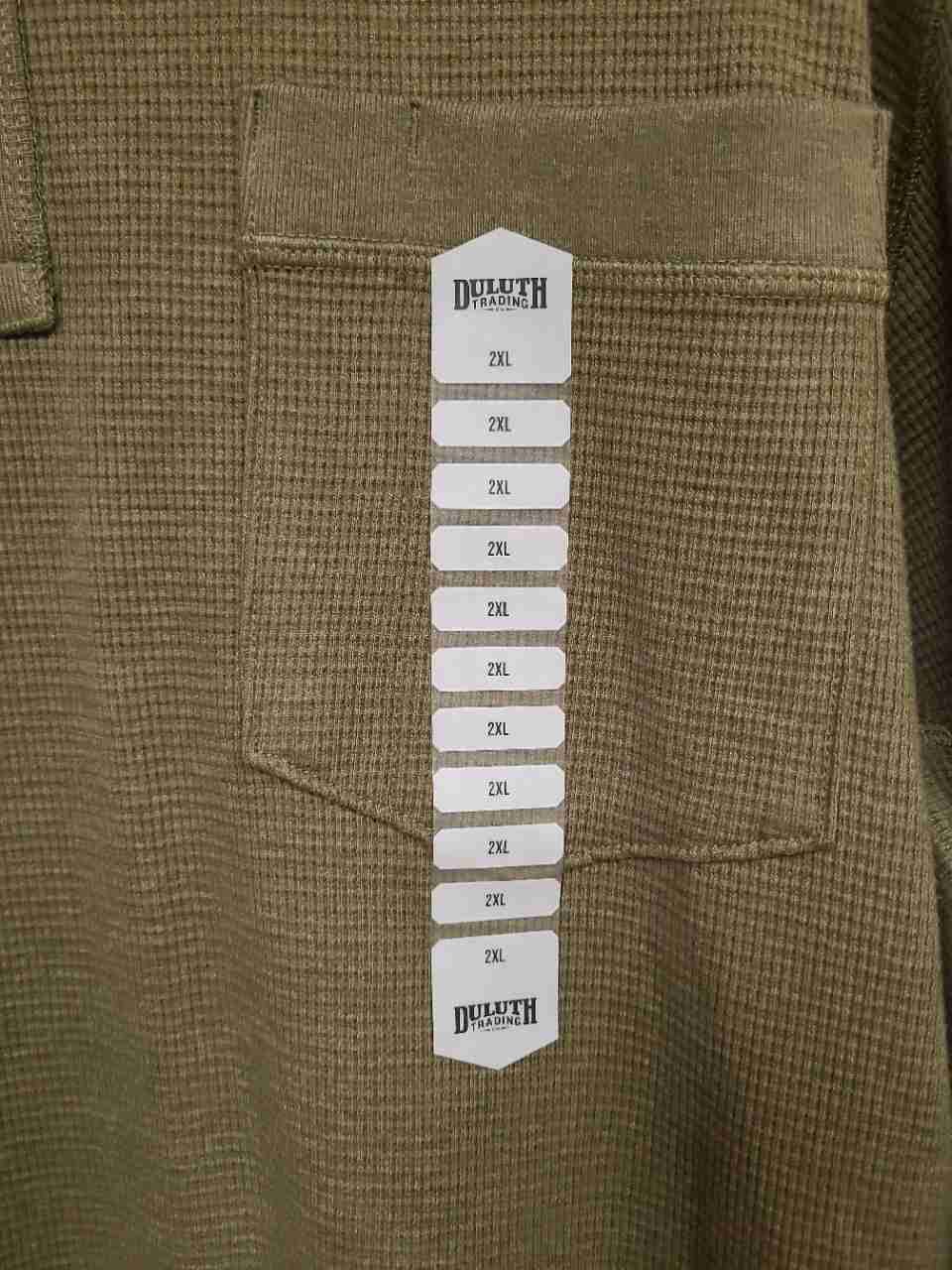 Duluth Trading Co Men's Burly Thermal Henley Shirt Olive Waffle Knit NWT Sz 2XL