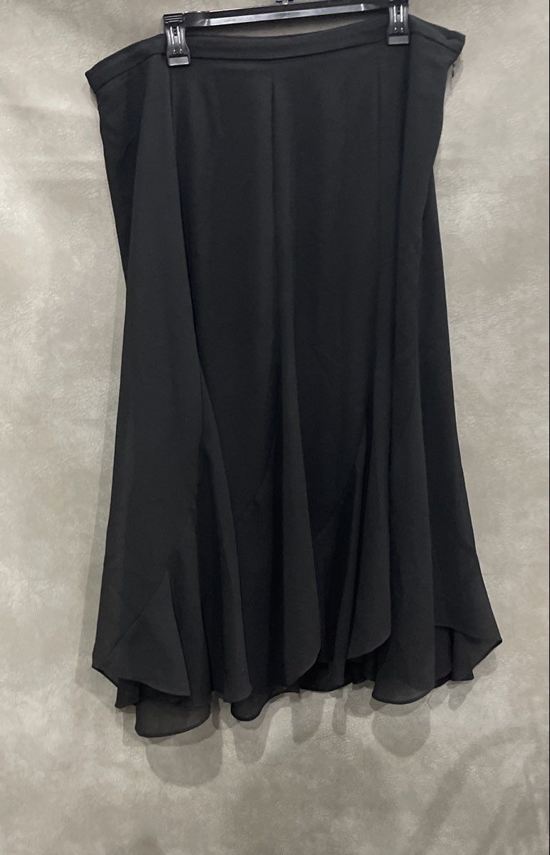Vintage 90s R&M Richards Women's Black Chiffon Flared Handkerchief Hem Skirt