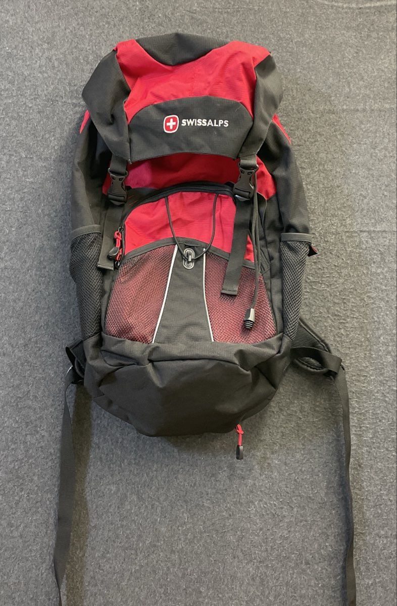 Swiss Alps Black Red Hiking Backpack Airflow Outdoor Daypack Travel