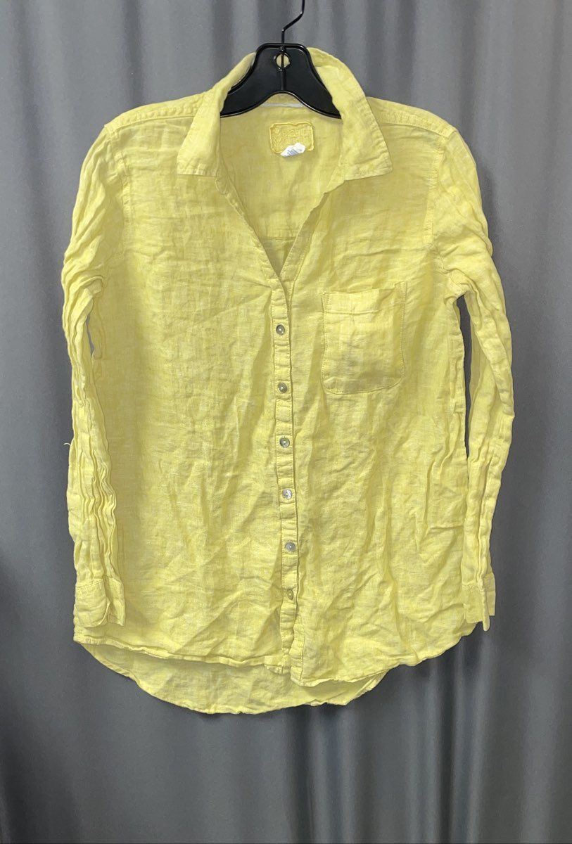 Women's Yellow Sigrid Olsen Long Sleeve Button Up - Size M