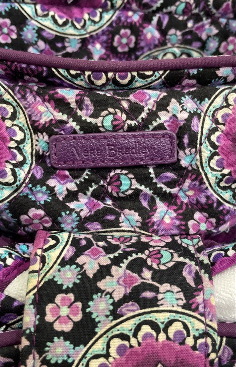 Vera Bradley Plum Crazy Purple Quilted Medallion Large Duffel Bag Travel Tote