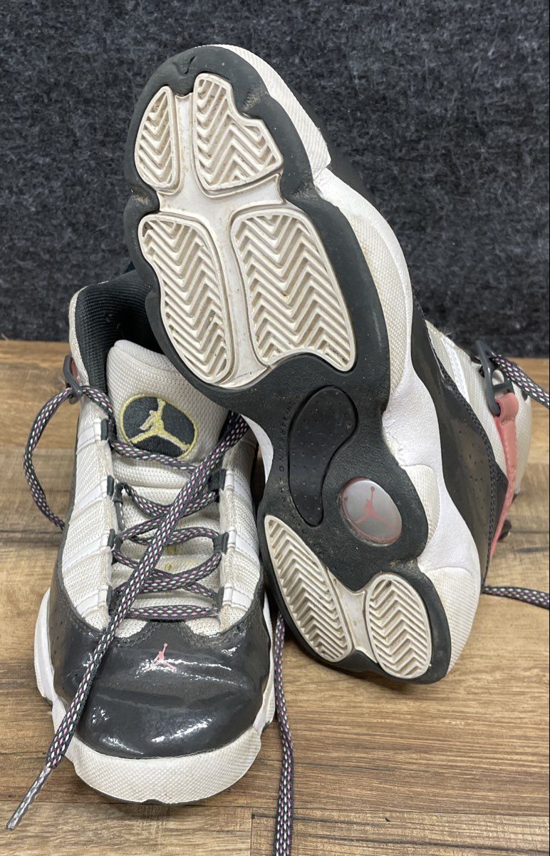 Nike Jordan 6 Rings Atmosphere White Black Pink Youth Sneakers Size 2.5Y