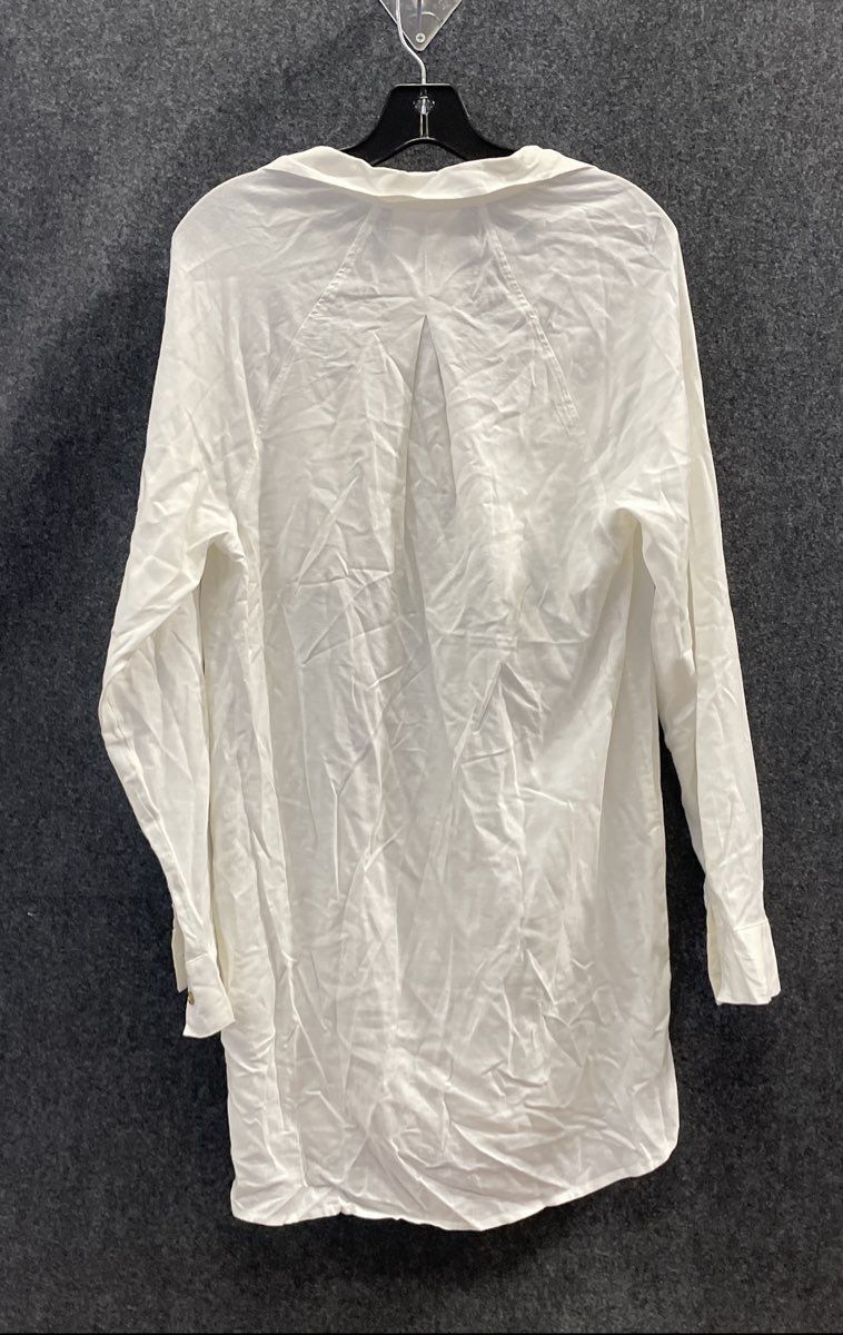 Accessorize London Women's White Linen Blend Button Down Tunic Shirt Sz XS NWT
