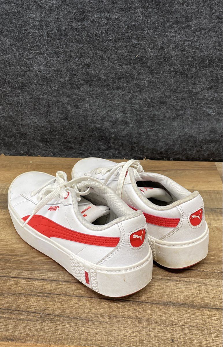 Puma Smash Platform v2 White Red Women's Sneakers Size 7.5
