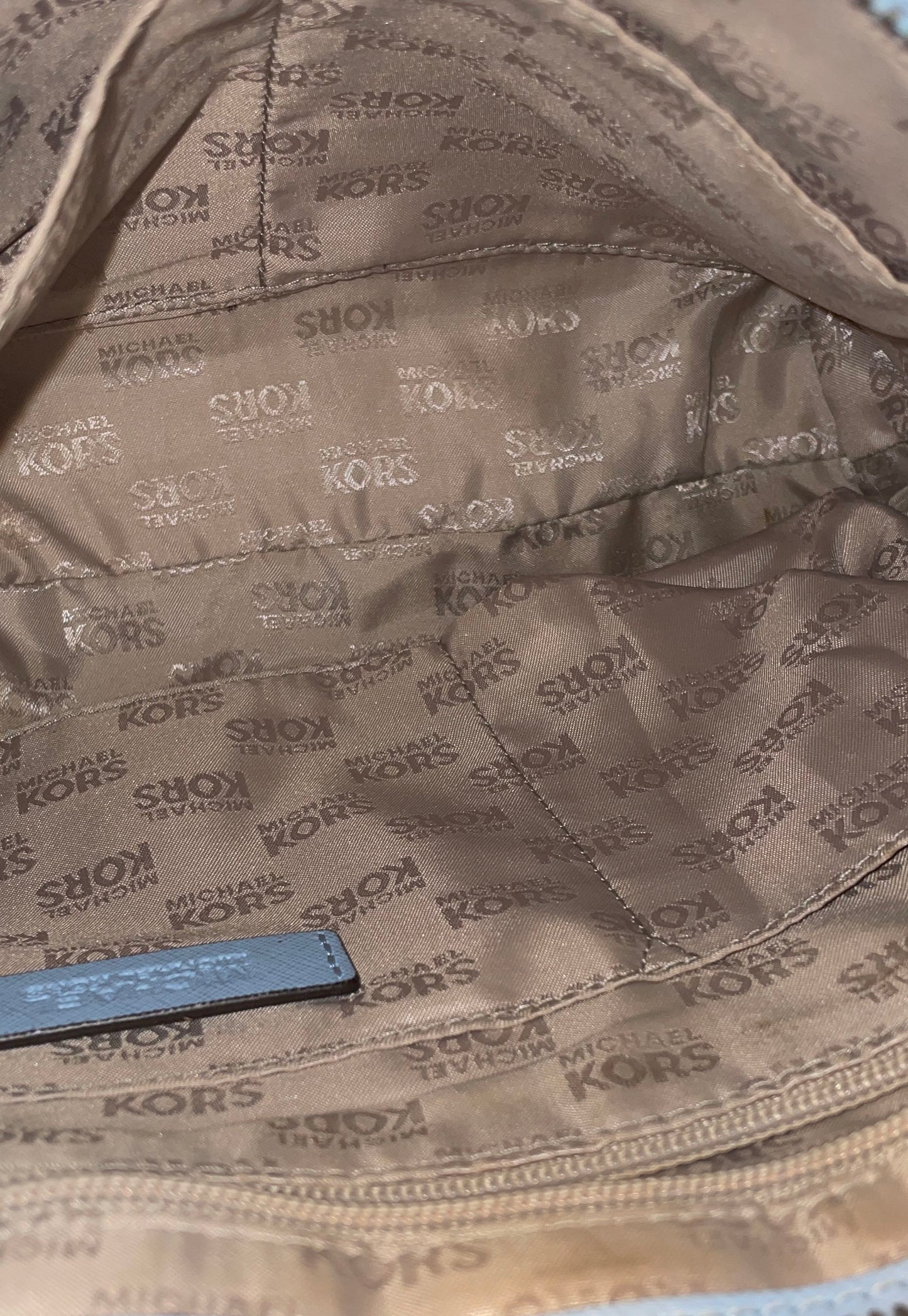 Michael Kors Baby Blue Saffiano Leather Crossbody Bag Silver Hardware