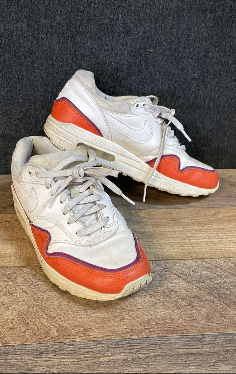 Nike Air Max 1 White Total Orange Fuchsia Women's Running Shoes Size 8