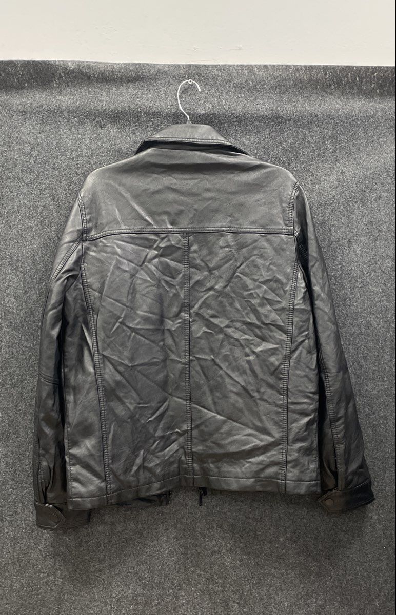 Dockers Men's Black Faux Leather Full Zip Quilted Lined Jacket XL