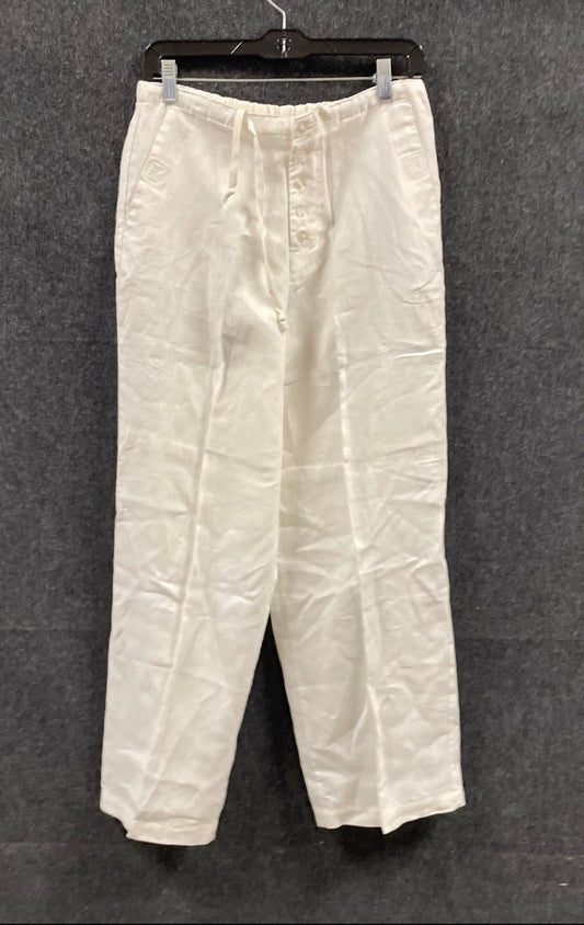 REAL comfort Women's Y2K White Linen Wide Leg Drawstring Pants Size 8