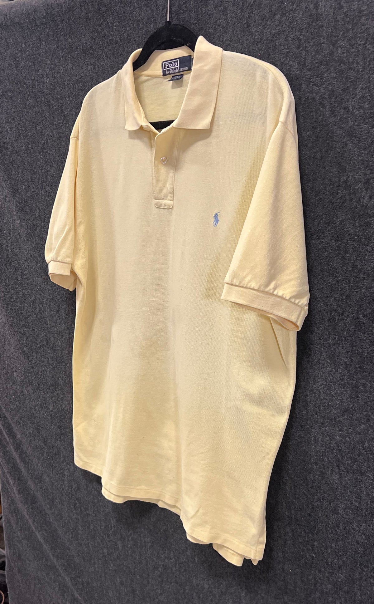 Vintage Polo Ralph Lauren Pique Polo Shirt Yellow Blue Pony Sz L