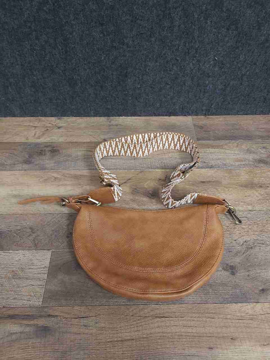 Urban Originals Tan Vegan Leather Half Moon Crescent Crossbody Bag