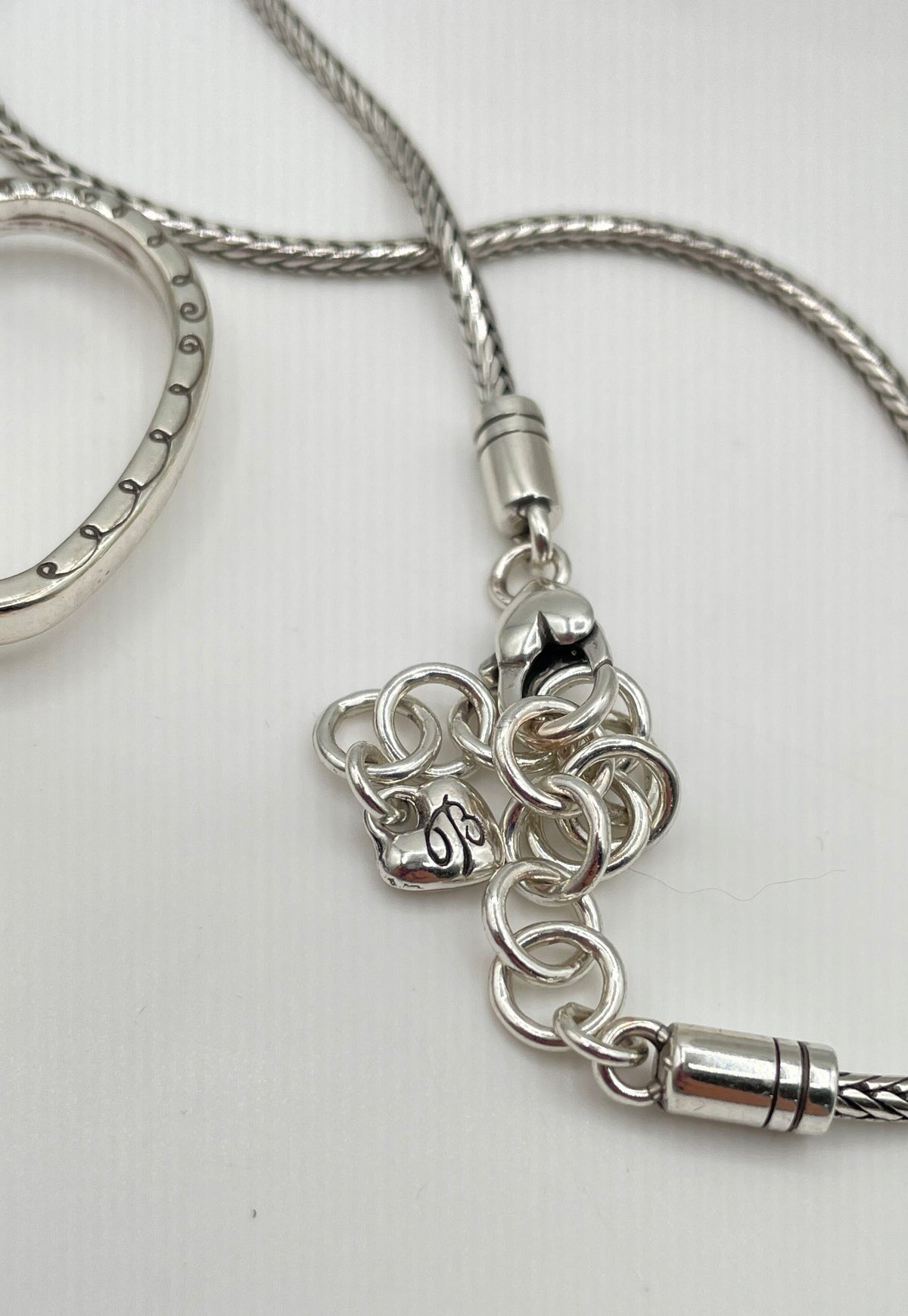 Brighton Silver Tone Squeeze Me Heart Lever Necklace W/ Two-Tone Charm 28g