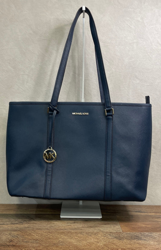 Michael Kors Navy Blue Saffiano Leather Large Tote Bag Gold Hardware