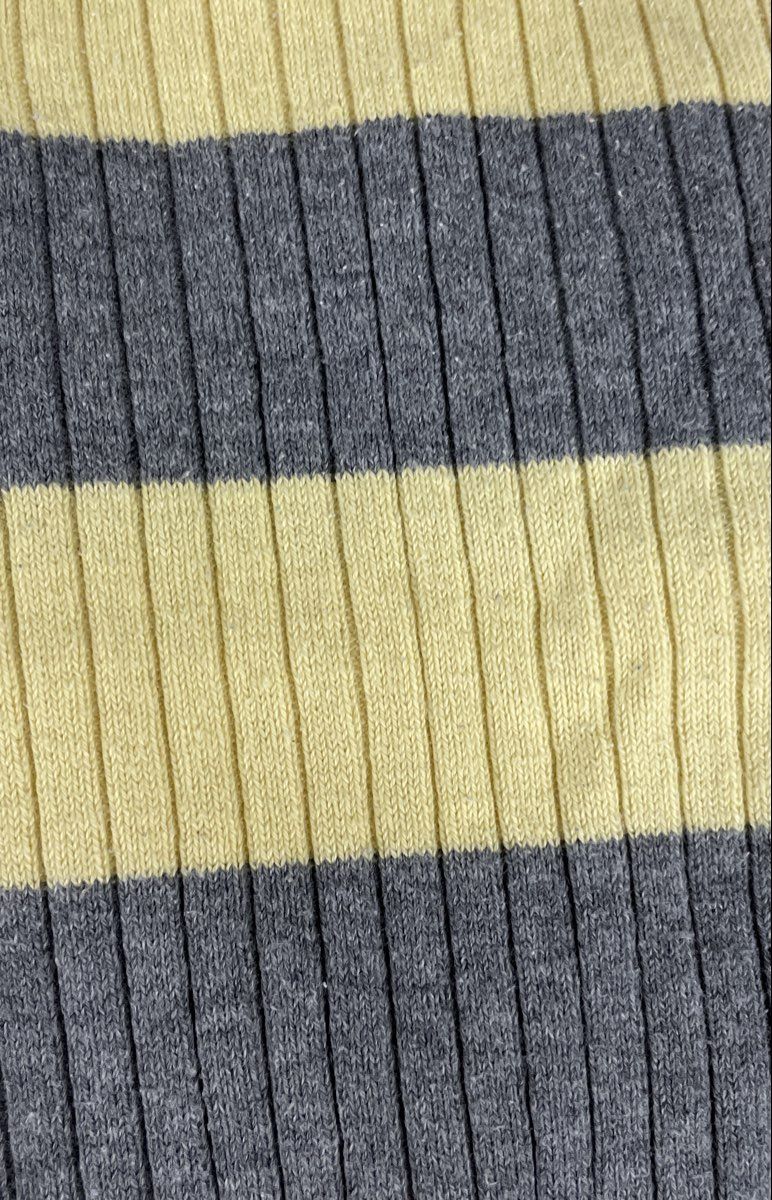 L.E.I. Women's Yellow Gray Striped Ribbed Knit Turtleneck Sweater Size XL