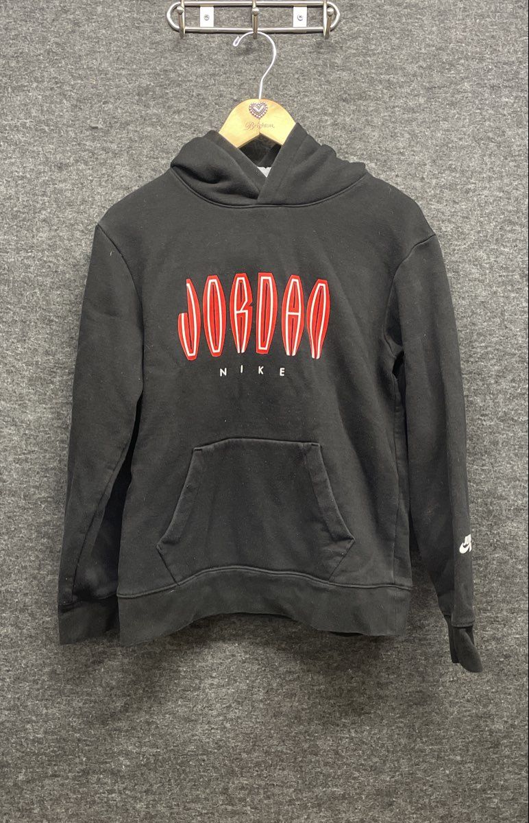 Jordan Boys Black Pullover Fleece Graphic Jumpman Hoodie Sz XL