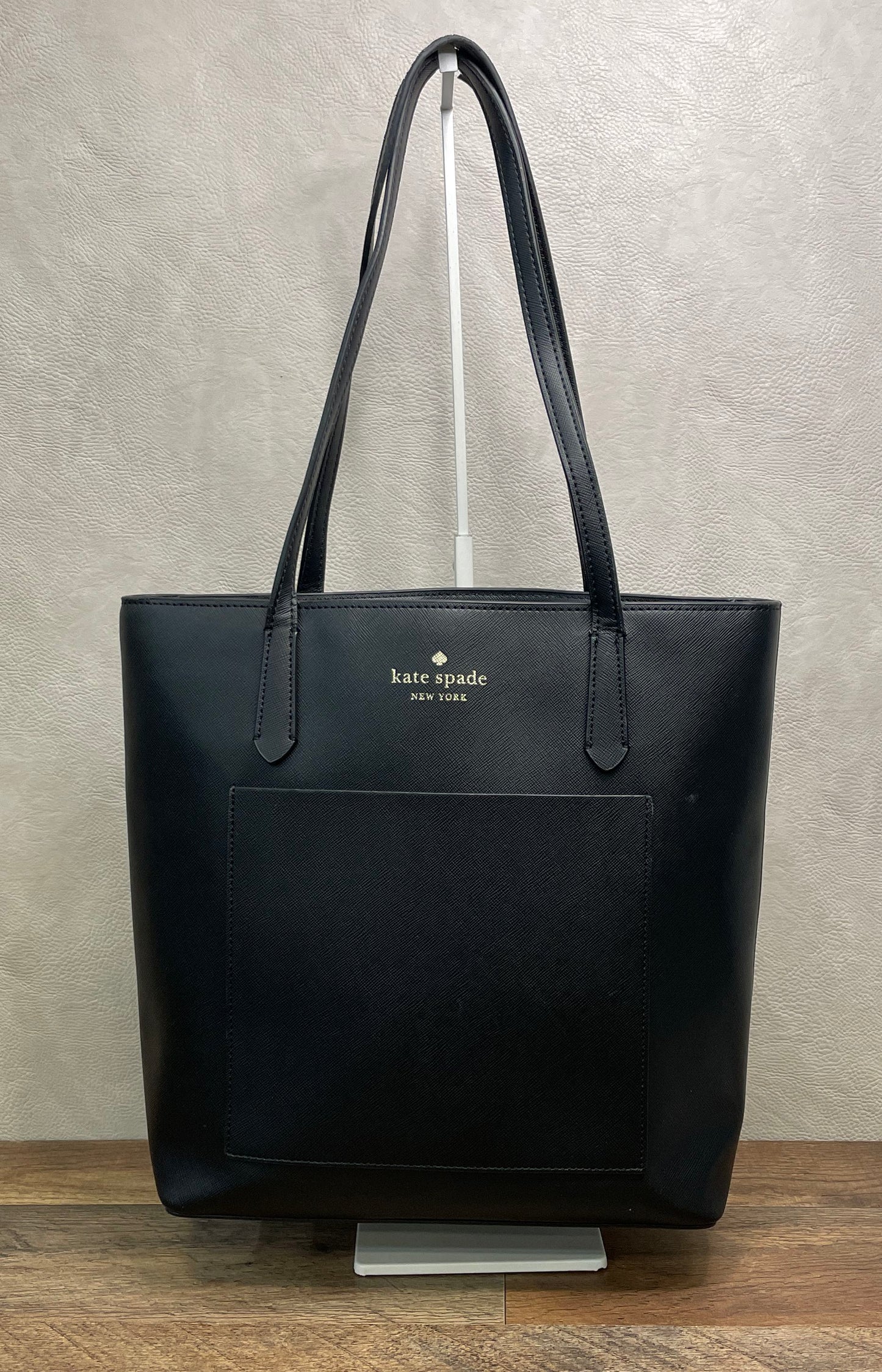 Kate Spade Black Saffiano Leather Zip Top Tote Bag Gold Hardware