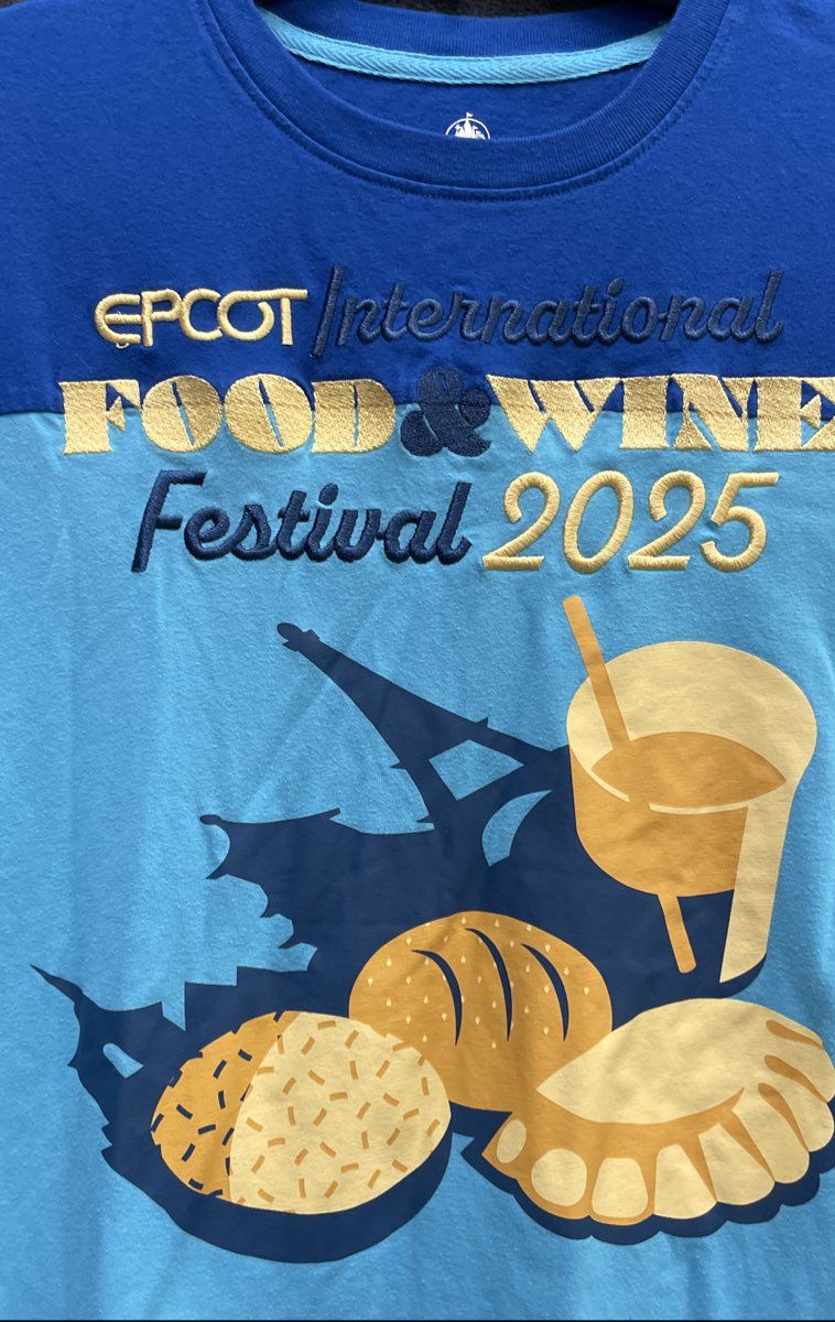 Disney Men's EPCOT International Food & Wine Festival 2025 T-Shirt Blue Sz L