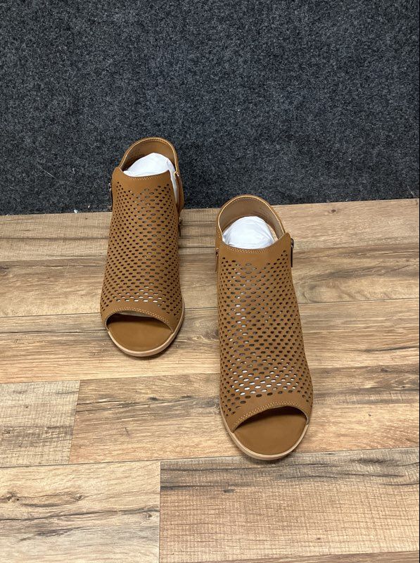 J. Adams Tracy Brown Perforated Peep Toe Booties Women's Size 9.5