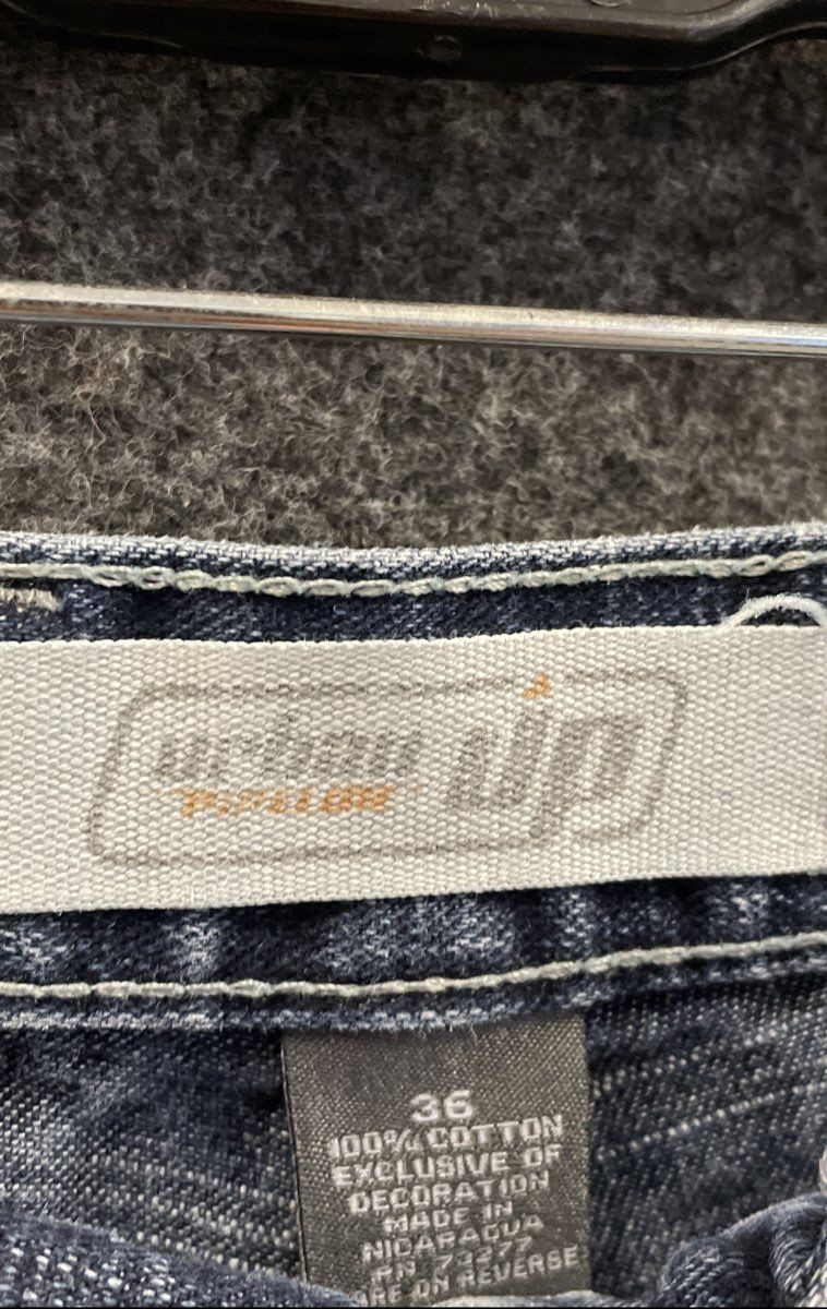 Vintage Y2K Urban Up Men's Blue Denim Carpenter Utility Shorts Sz 36
