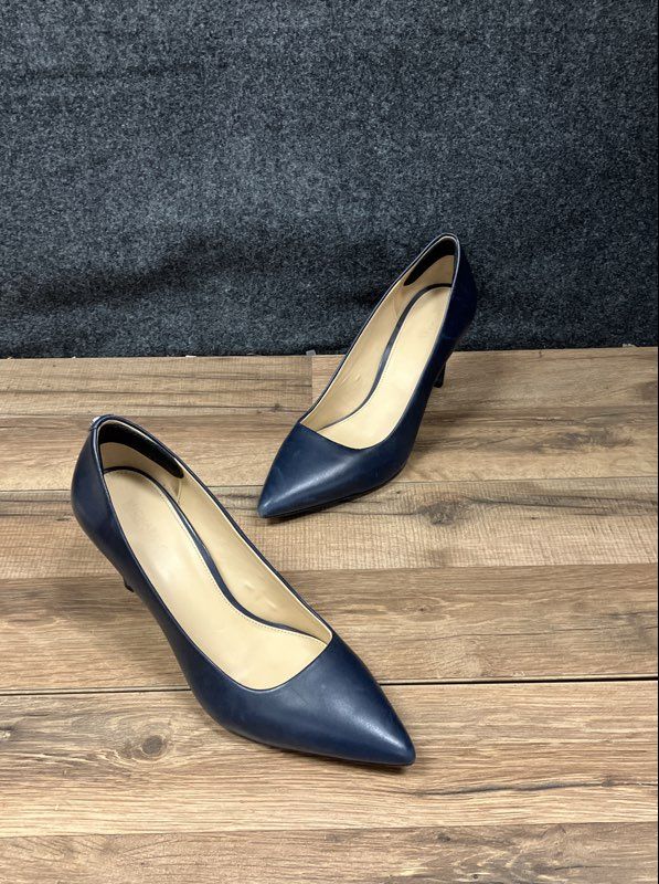 Michael Kors Navy Blue Leather Pointed Toe Stiletto Pumps Size 9.5M