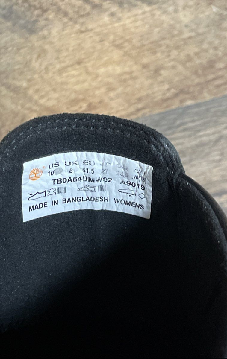 Timberland Black Leather Chunky Block Heel Lug Sole Mules Women's Size 10W