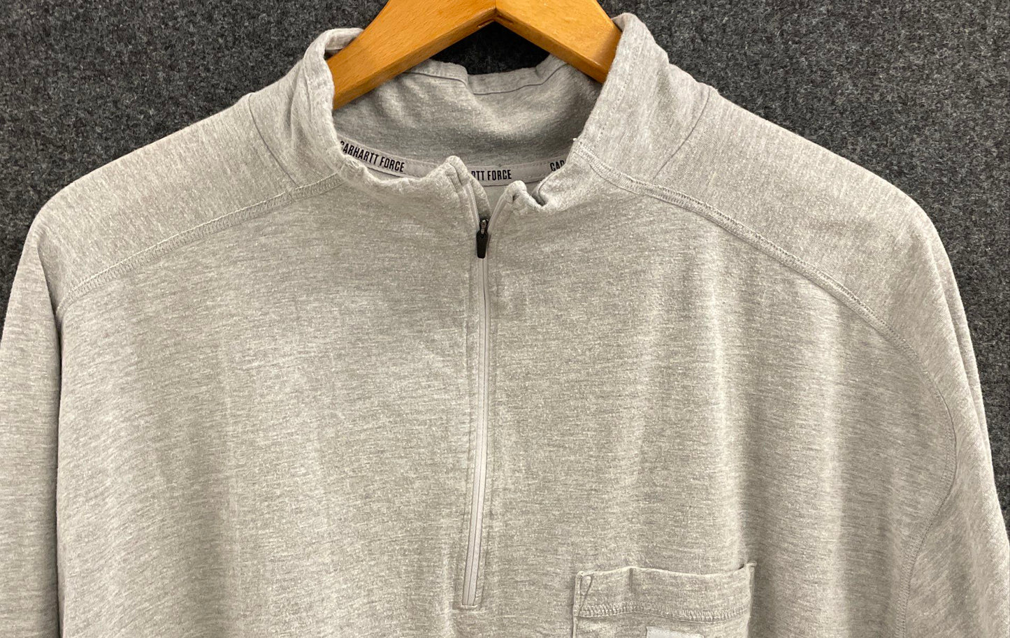 Carhartt Men's Heather Gray Force Relaxed Fit Quarter Zip Pocket Shirt Sz 4XL