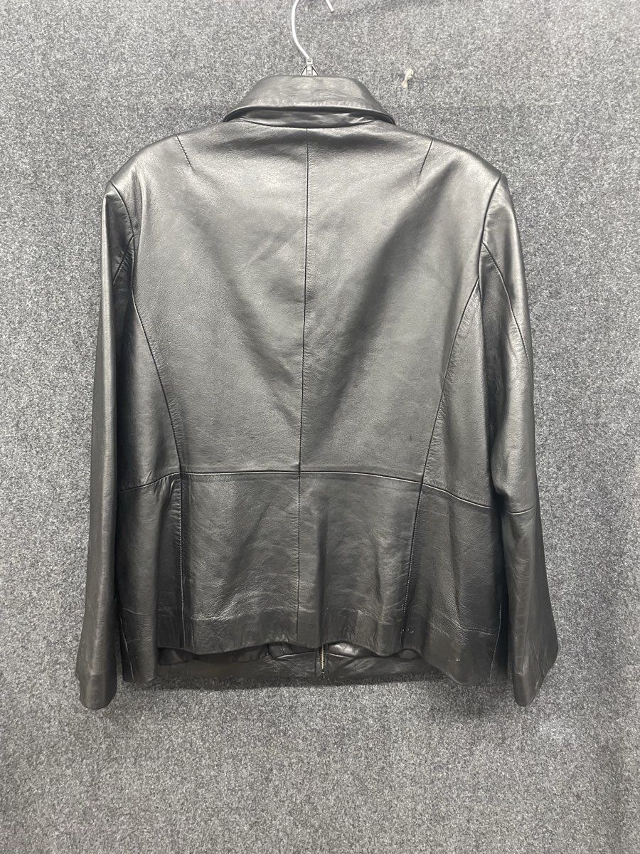 Kathy Ireland Women's Black Genuine Leather Zip Front Jacket Sz L