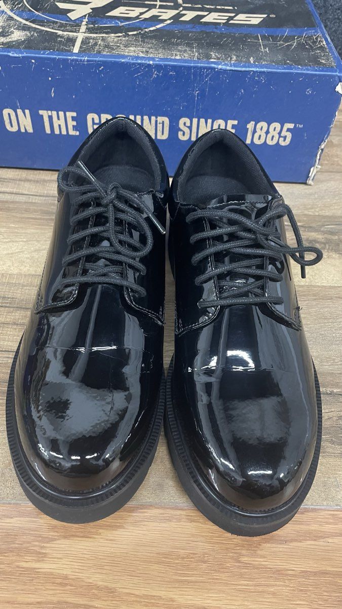 Bates High Gloss Duty Oxford Black Uniform Shoes New In Box Size 10.5