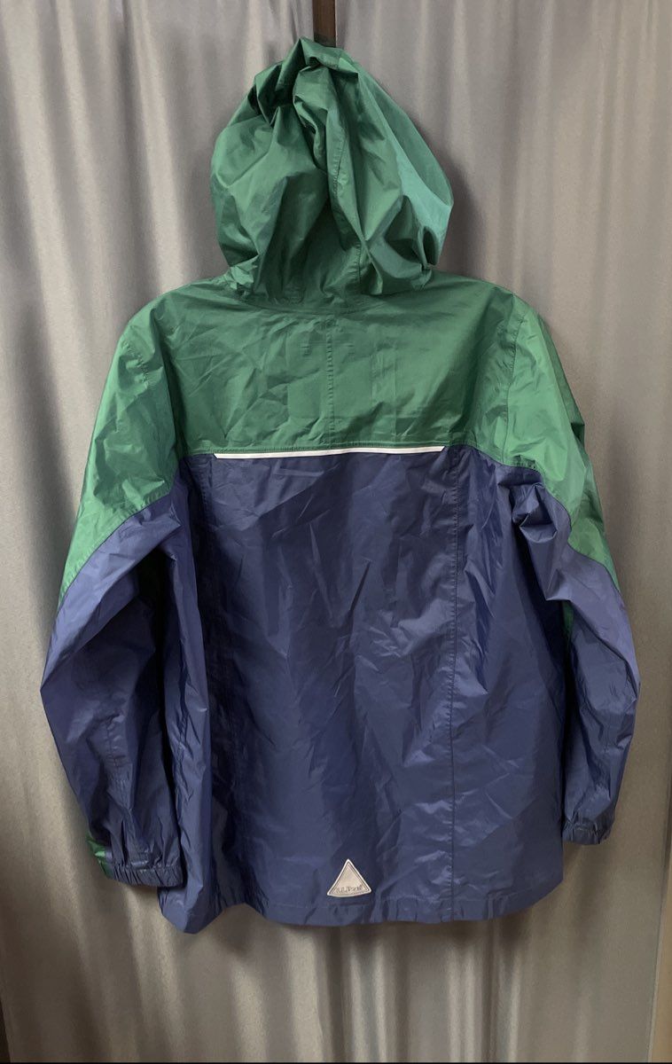 LL Bean Youth Rain Jacket Windbreaker Green Blue TEK Recycled Nylon Sz XL 18