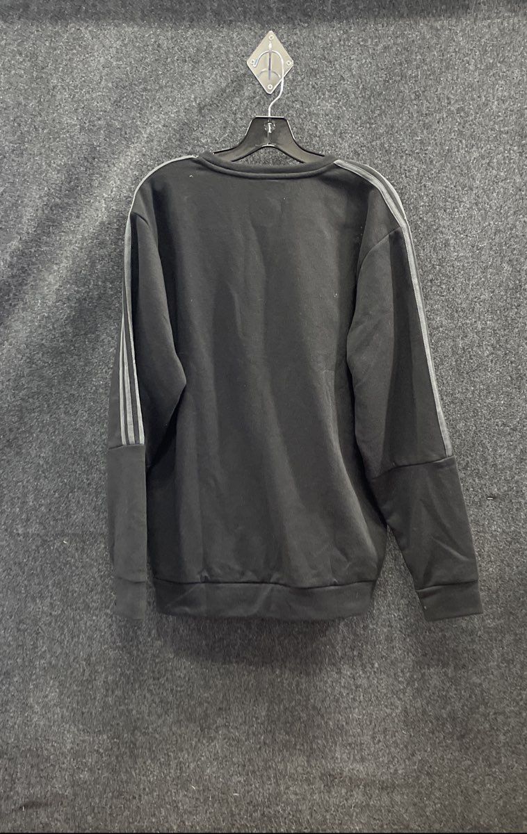 Adidas Men's Black Pullover Crewneck Sweatshirt 3-Stripe Fleece Sz Large