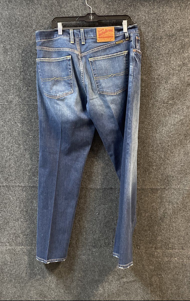 Lucky Brand Men's Slim Bootleg Blue Indigo Stretch Dungarees Jeans Sz 36 Reg