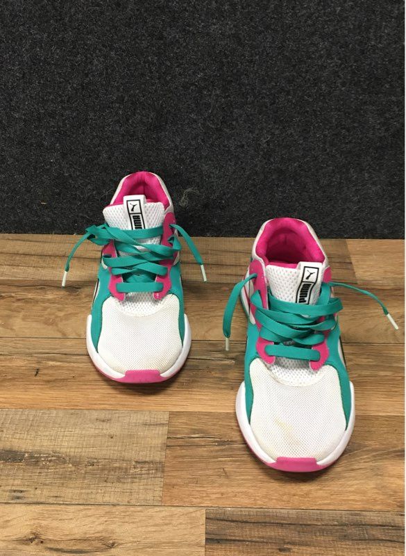 Puma Nova 90s Bloc White Pink Teal Lime Green Women's Sneakers Size 8.5