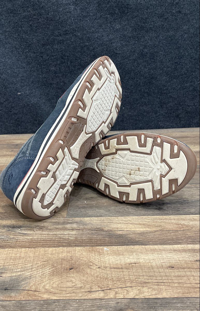 Skechers Relaxed Fit Superior Gains Navy Canvas Slip-on Shoes Men's Size 16