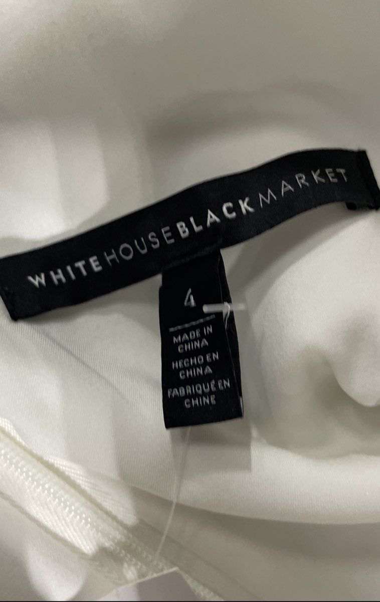 White House Black Market Women's Ecru Black Fit Flare Seamed Dress NWT Sz 4