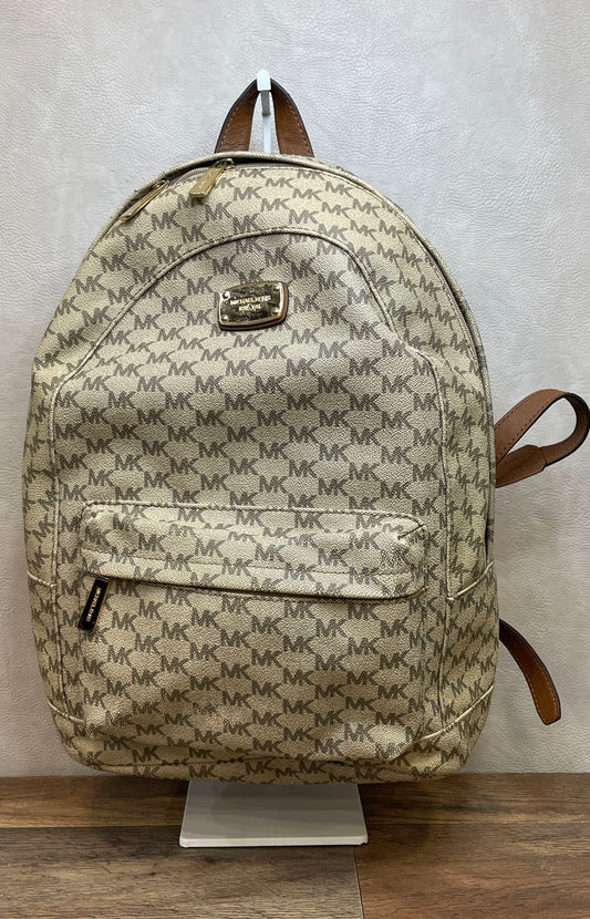 Michael Kors Vanilla Signature Monogram Medium Abbey Backpack Gold Hardware