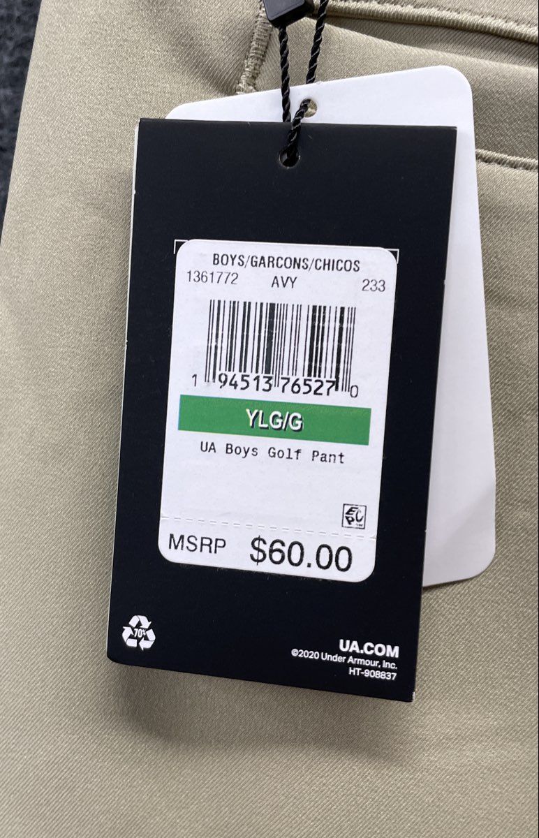 Under Armour Boys Beige Performance Golf Pants NWT Sz YLG