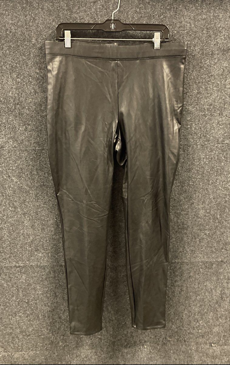 Express Women's Black Faux Leather High Rise Stretch Leggings Pants Size L NWT