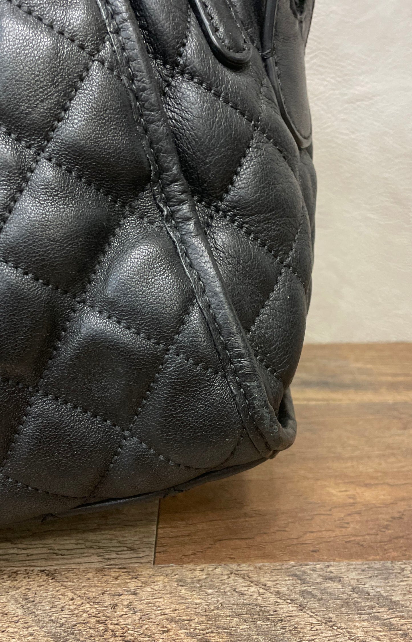 Michael Kors Black Quilted Leather Rachel XL Shoulder Bag Silver Hardware