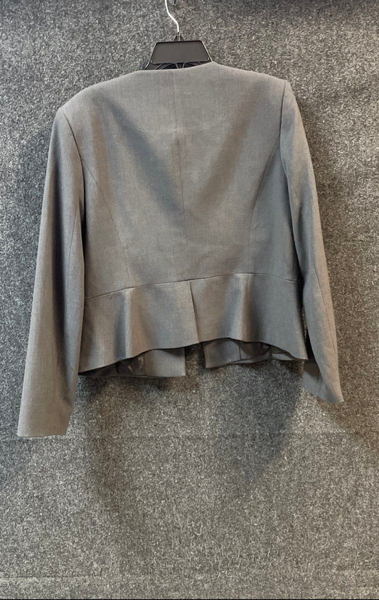 Calvin Klein Women's Gray Collarless Peplum Back Button Front Jacket Sz 14