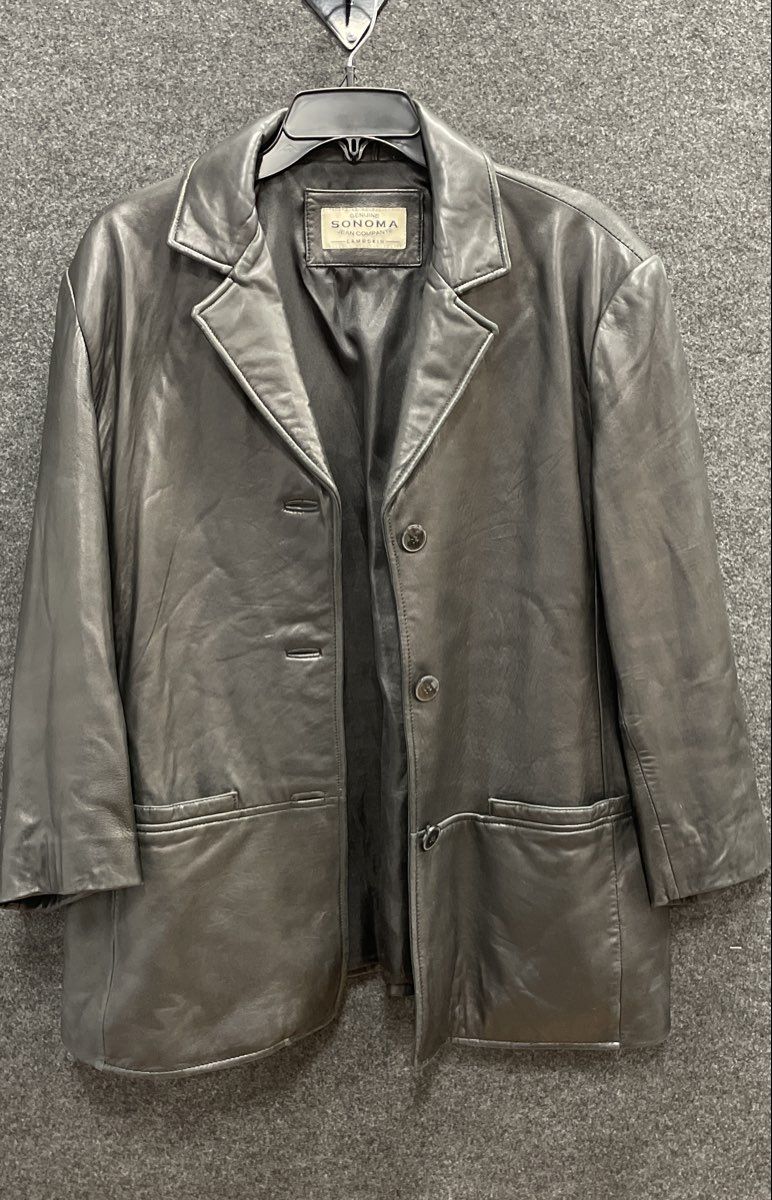 Sonoma Jean Company Women's Black Lambskin Leather Blazer Coat Vintage Y2K Sz L