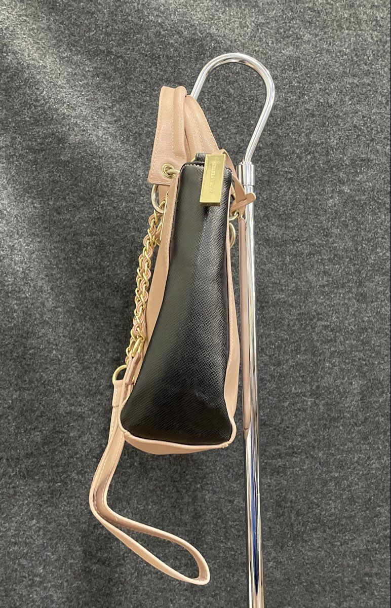 Ivanka Trump Pink Black Saffiano Leather Satchel Handbag Crossbody Chain Strap
