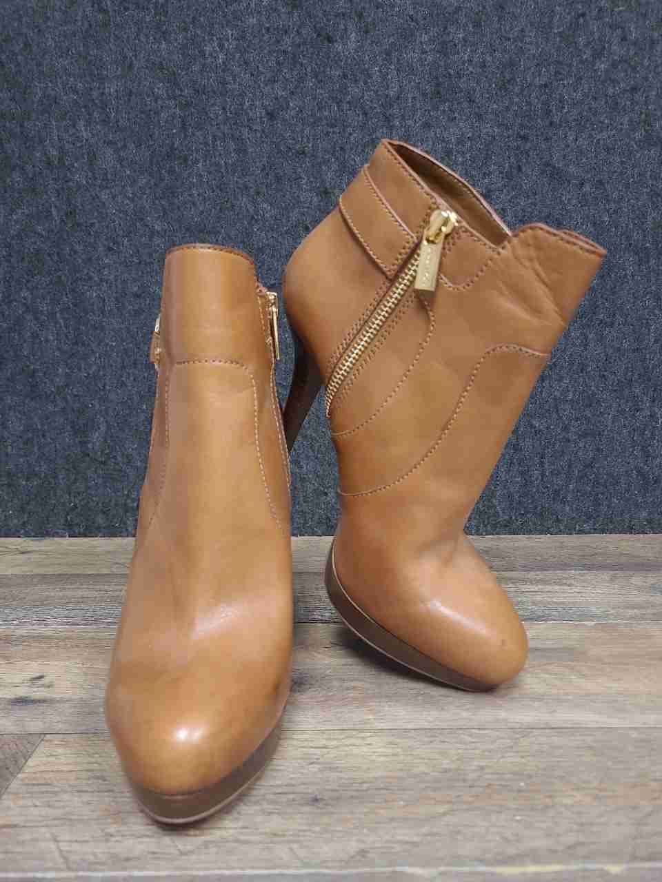 Michael Kors Tan Leather Platform Stiletto Ankle Boots Booties Size 8.5