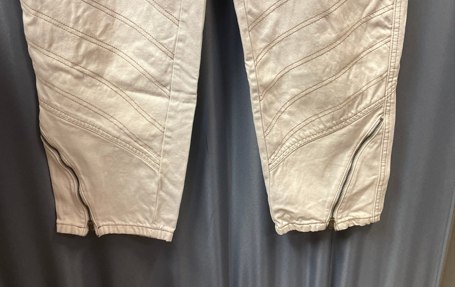 BDG Women's White Moto Zippered Utility Pants 100% Cotton Sz 31