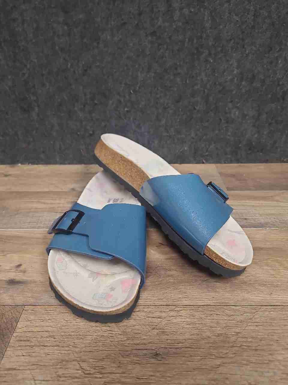 Birki's Madrid Blue Single Strap Slide Sandals Women's Size 8 EU 39