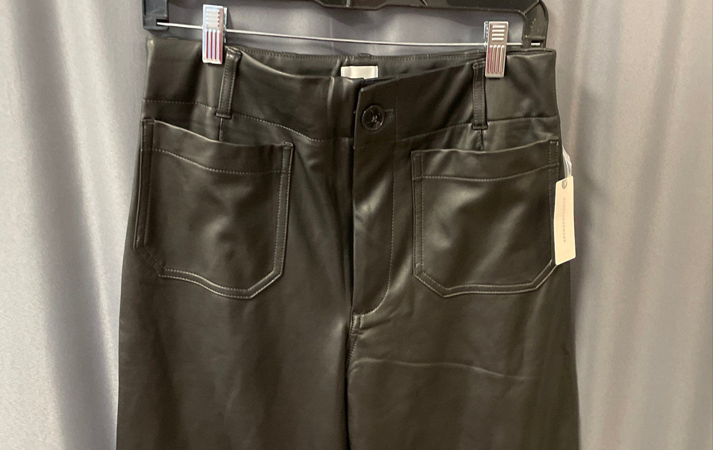 Anthropologie Maeve Women's Black The Colette Faux Leather Wide Leg Pants Sz 29T