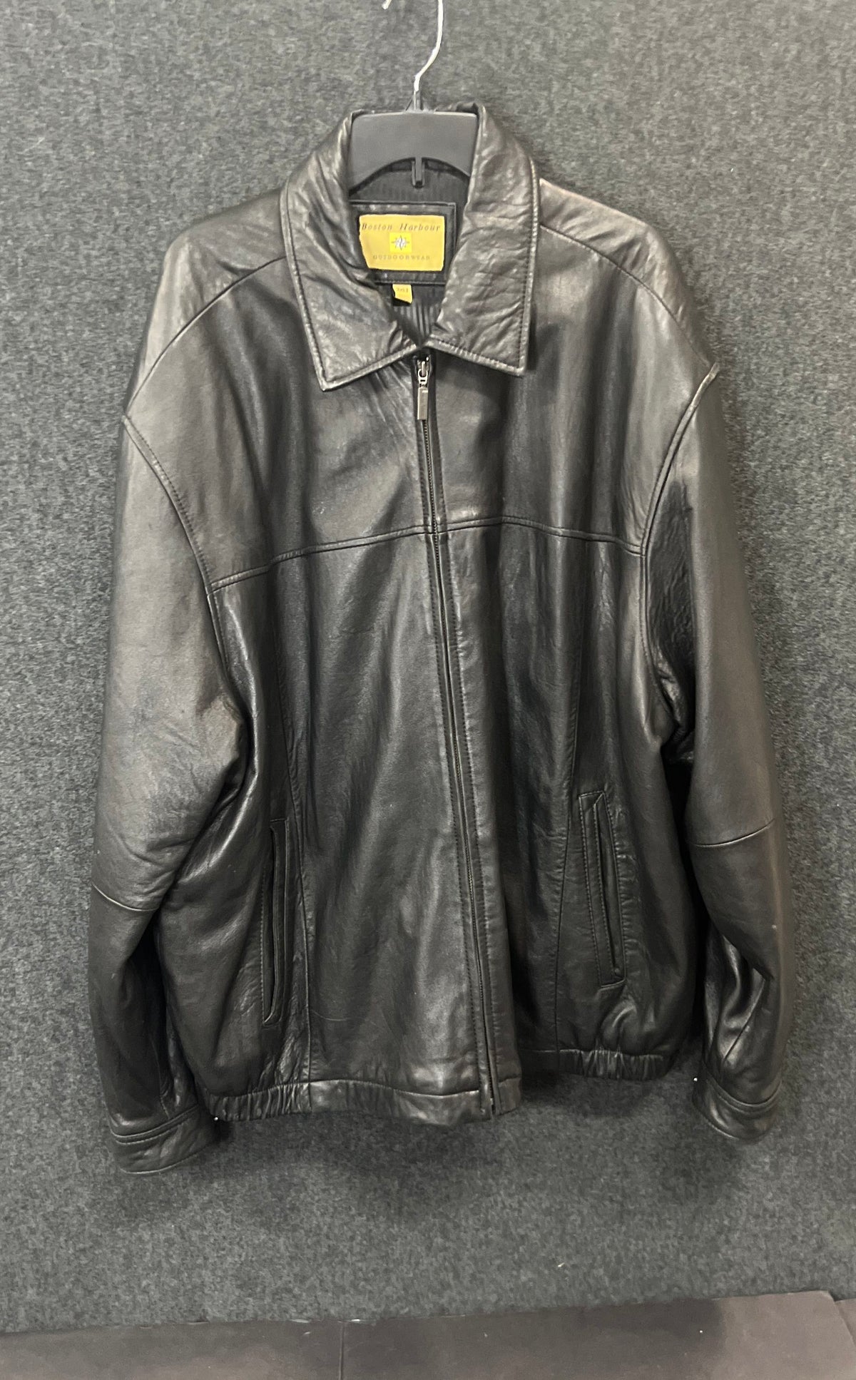 Boston Harbour Men's Black Leather Full Zip Outdoorwear Jacket Sz 3XLT