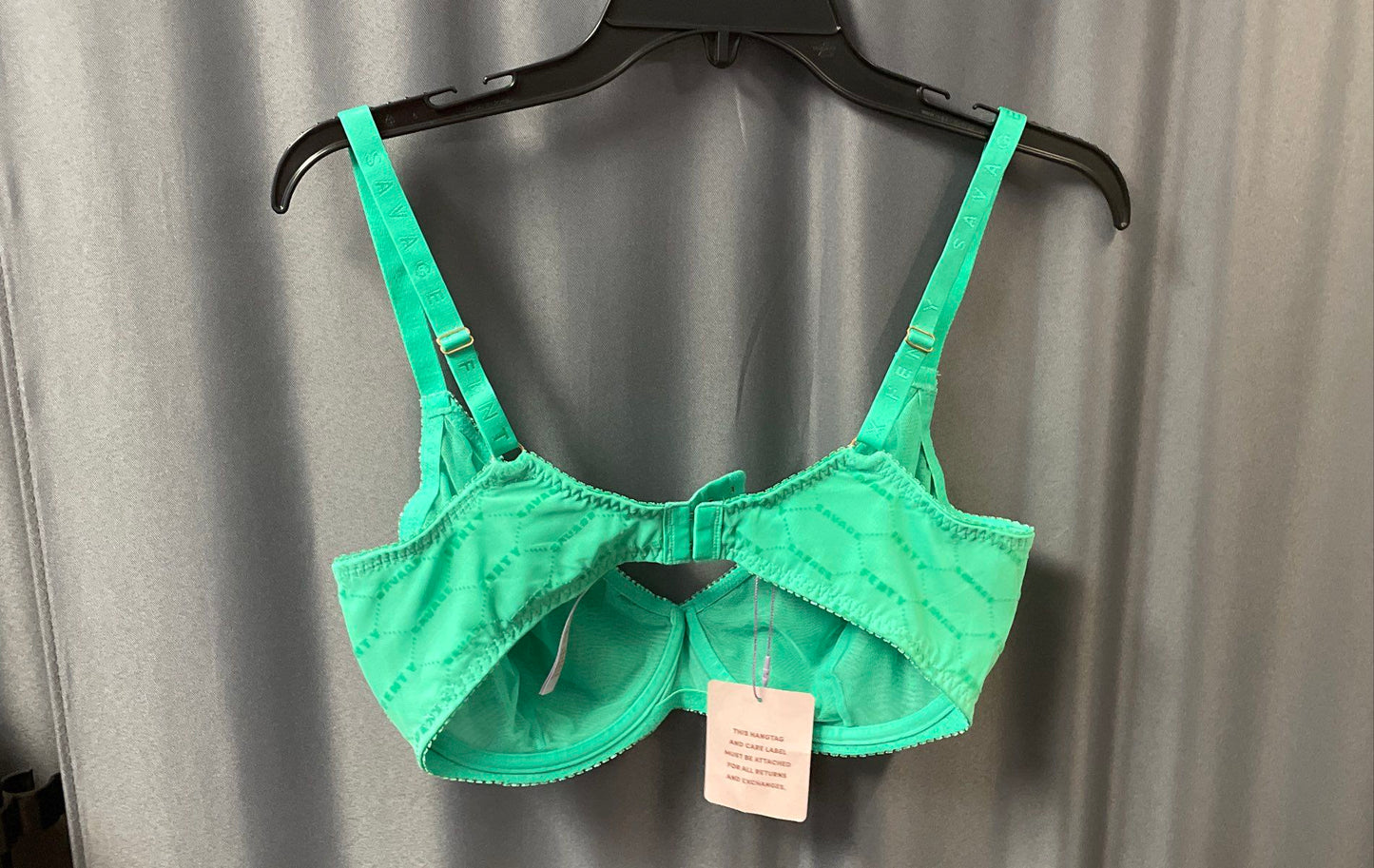 Savage x Fenty Women's Green Logo Mesh Unlined Underwire Bra NWT Sz 36DDD